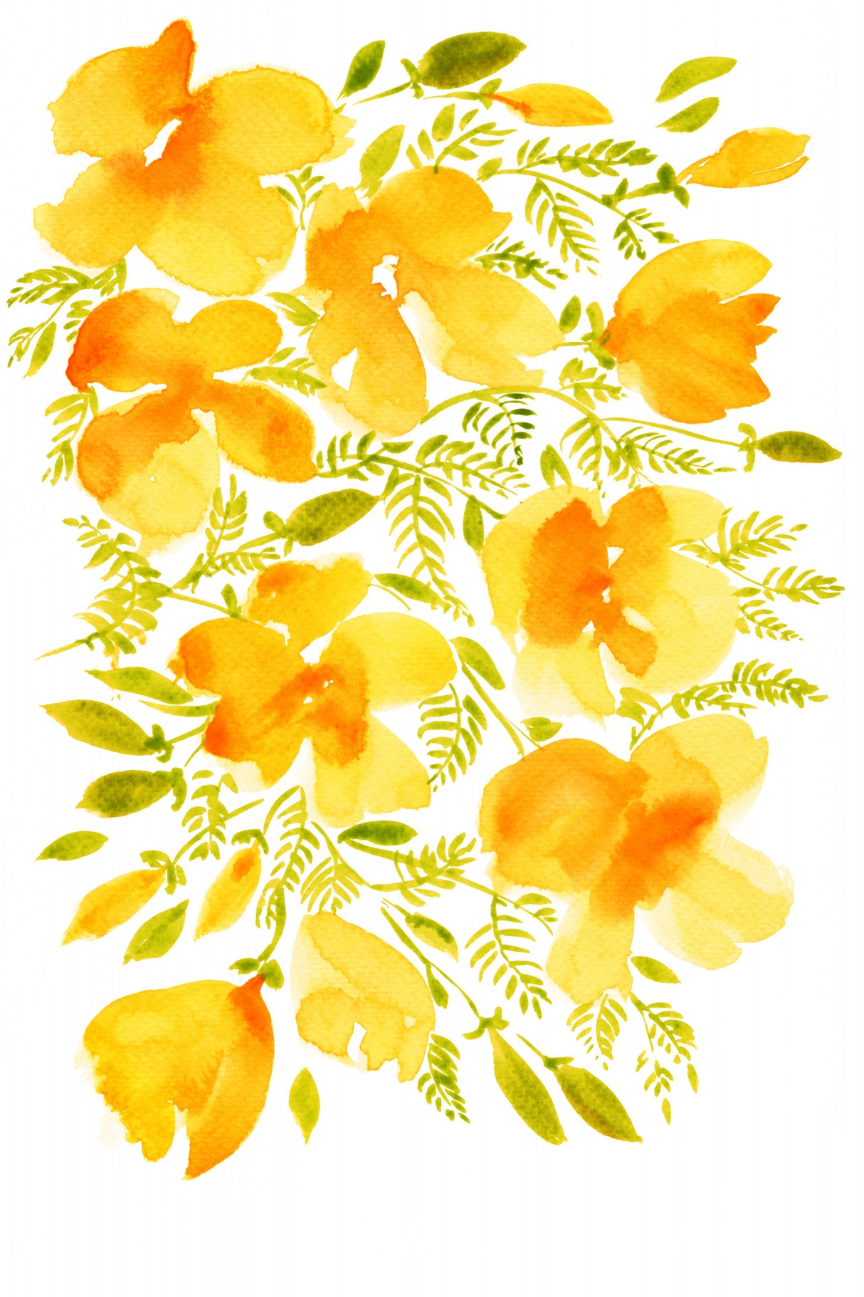 Watercolor California poppies quad 4 Poster och Canvastavla
