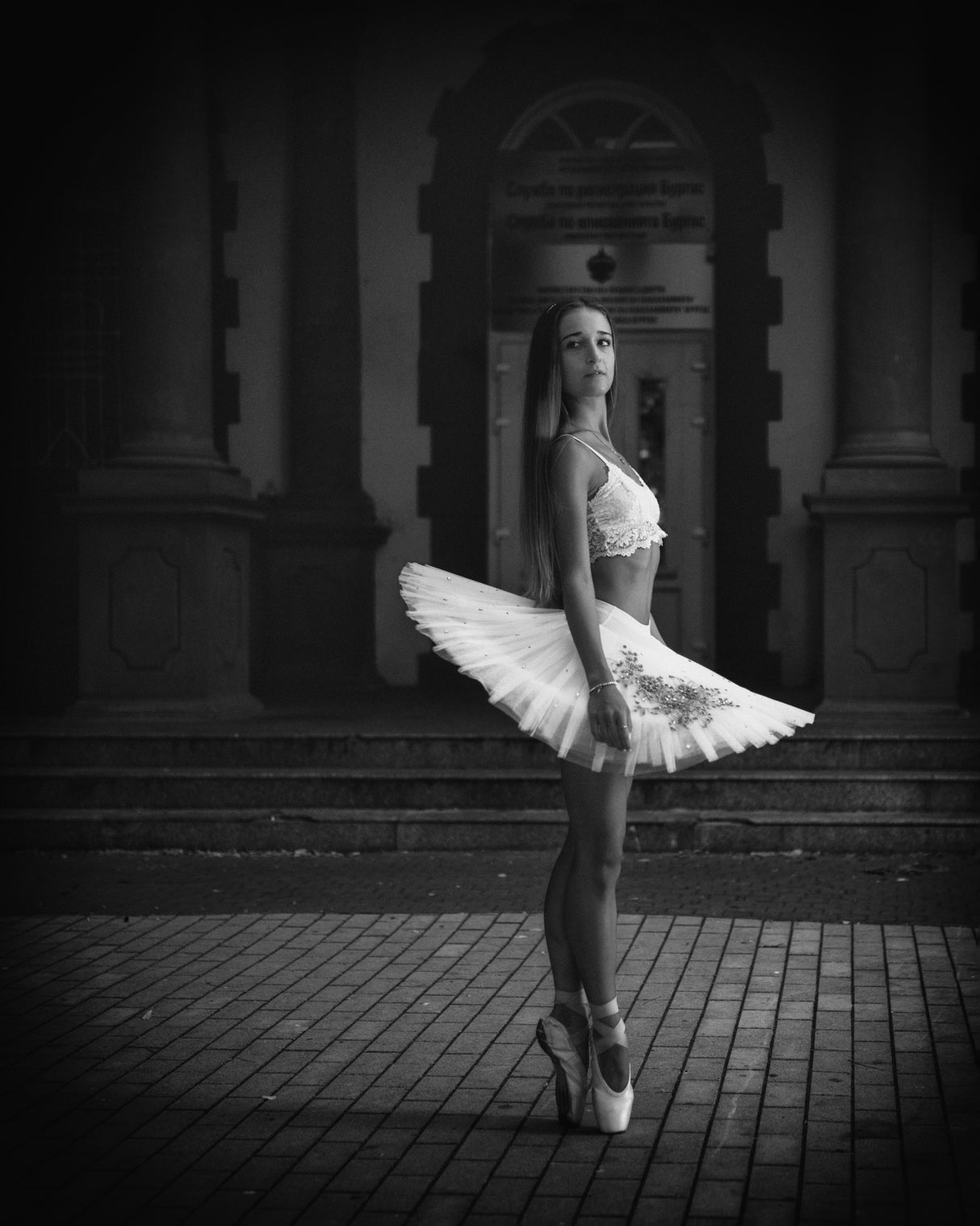 Ballerina Vintage BW Poster och Canvastavla