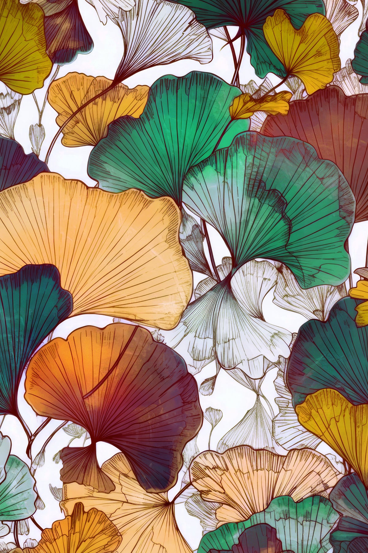 Ginko Biloba leaves 12 Poster och Canvastavla