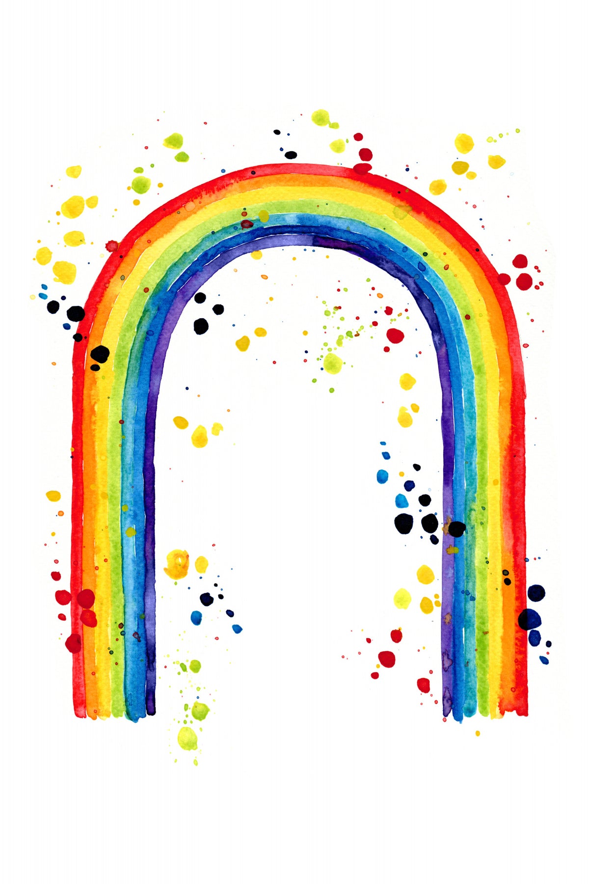 Rainbow watercolor with splatters Poster och Canvastavla