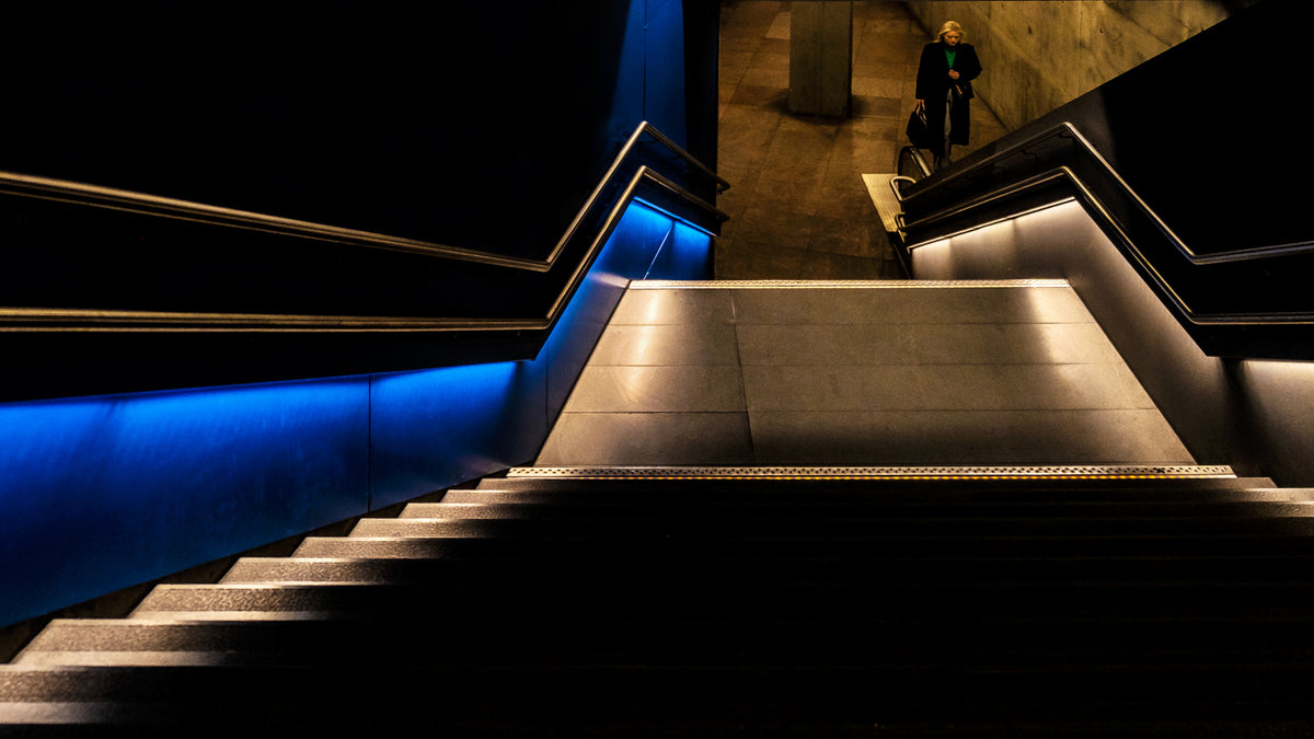 Blue Light Line Poster och Canvastavla