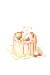 Cute White Bear Cake Poster och Canvastavla