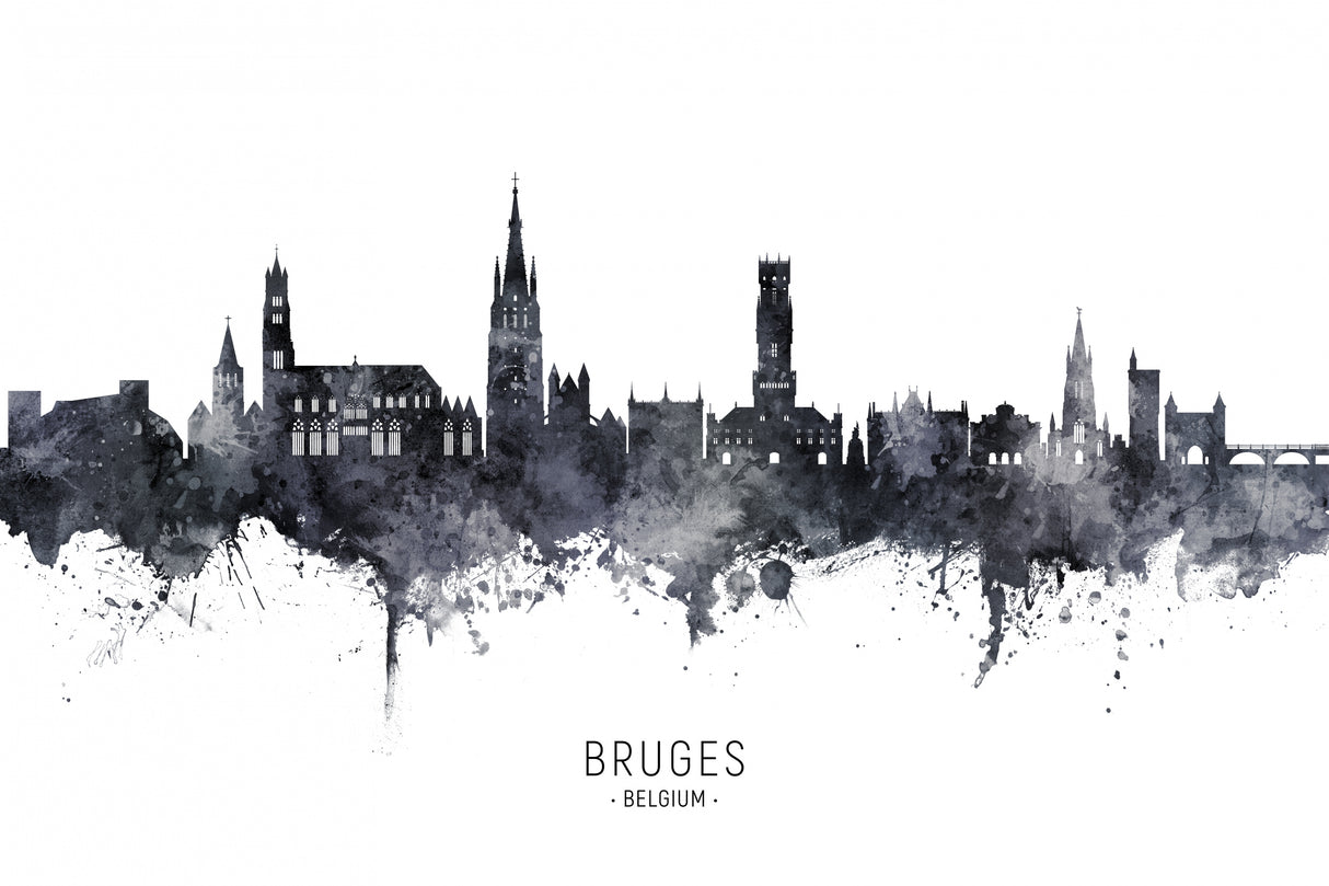 Bruges Belgium Skyline Poster och Canvastavla