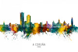 A Coruña Spain Skyline Poster och Canvastavla