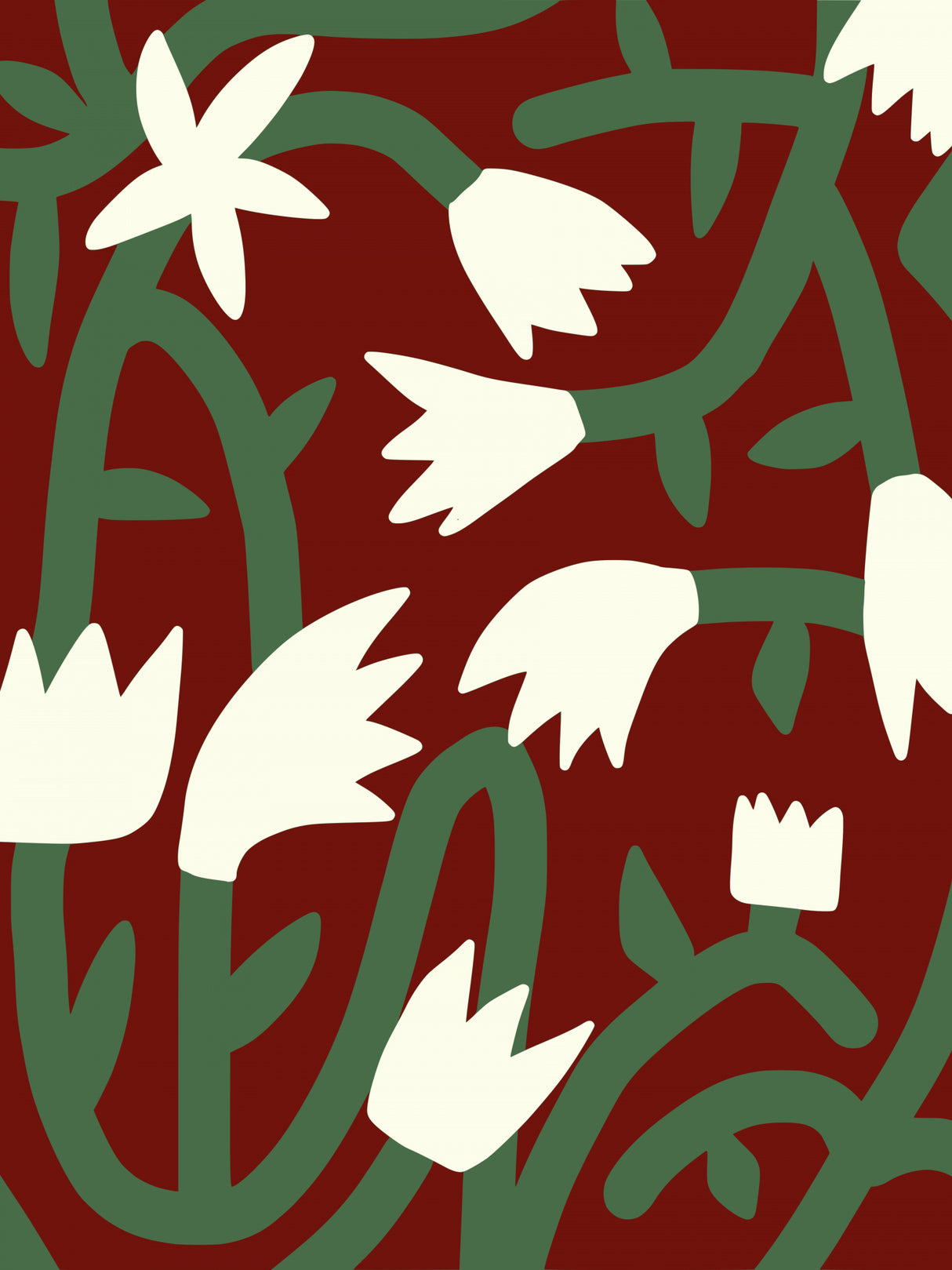 Maroon Bloom Vine Poster och Canvastavla