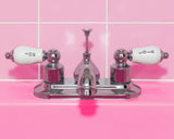 Retro Pink Sink Faucet Poster och Canvastavla