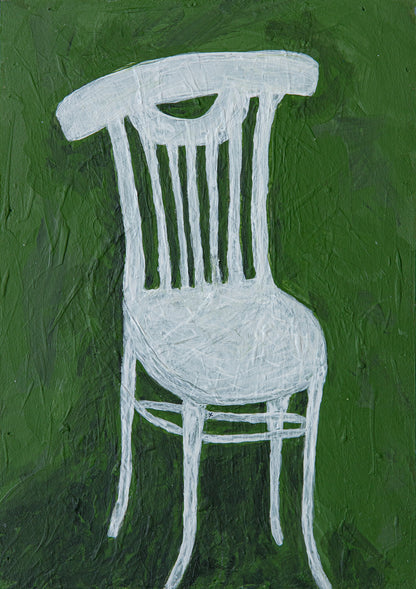 Whte Chair On Green Poster och Canvastavla
