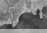 Gray vintage map of Nice France Poster och Canvastavla