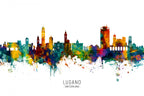 Lugano Switzerland Skyline Poster och Canvastavla