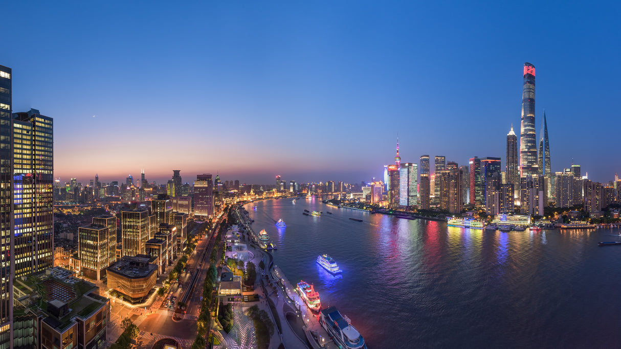 The Blue Hour in Shanghai Poster och Canvastavla