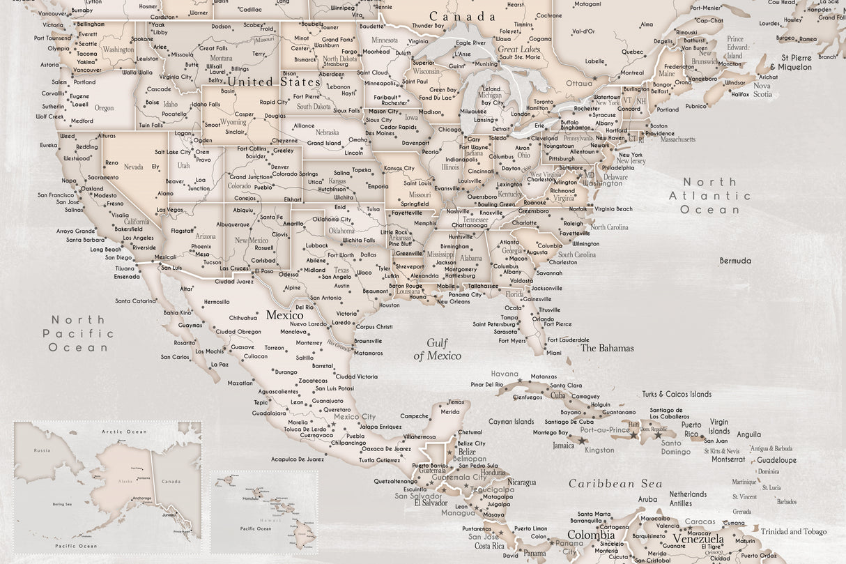 Lucille, map of the United States and the Caribbean sea Poster och Canvastavla