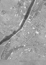 Gray vintage map of Angers downtown France Poster och Canvastavla