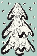 Christmastreeandsnow Babyblue Poster och Canvastavla
