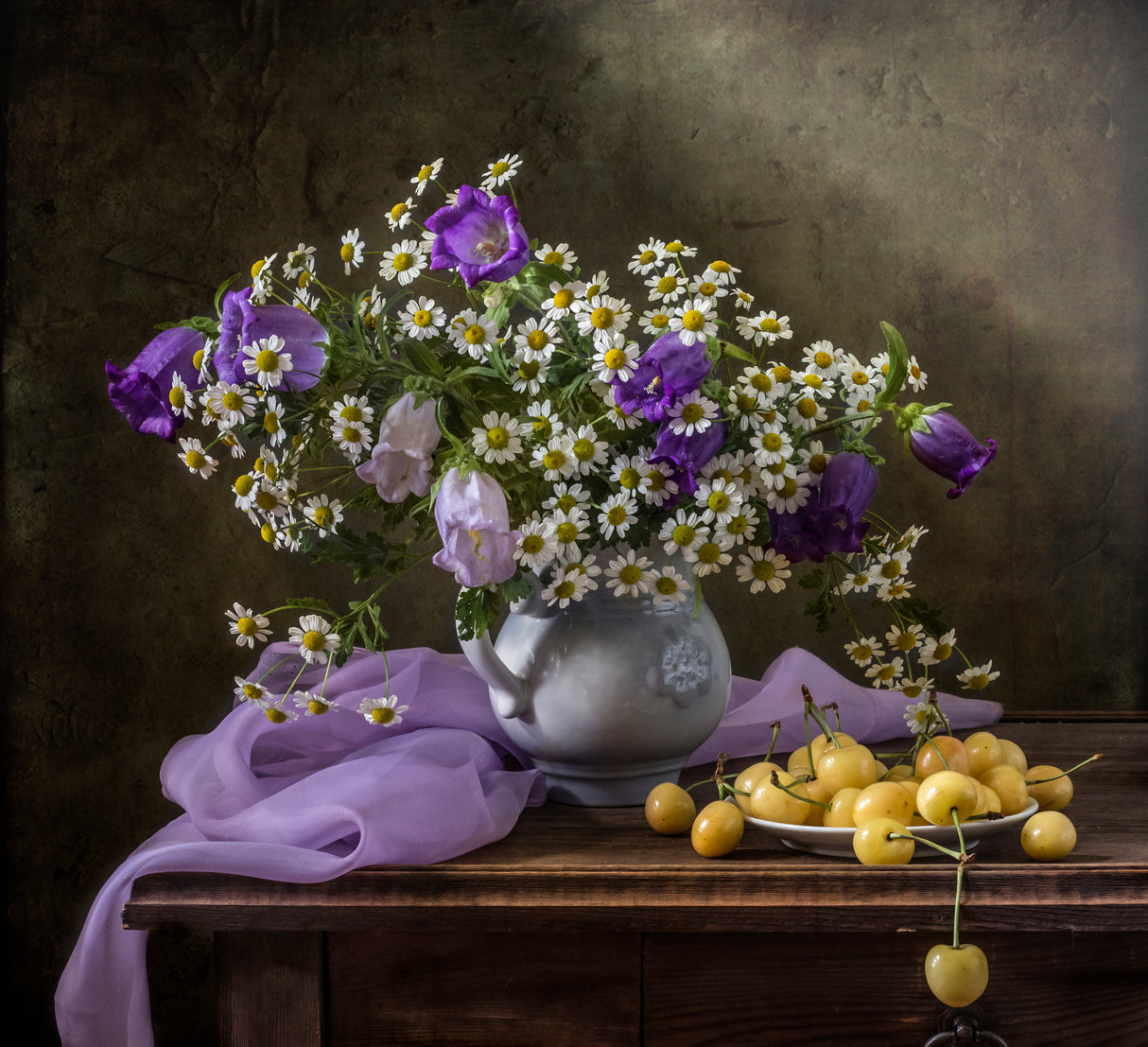 With yellow cherries Poster och Canvastavla