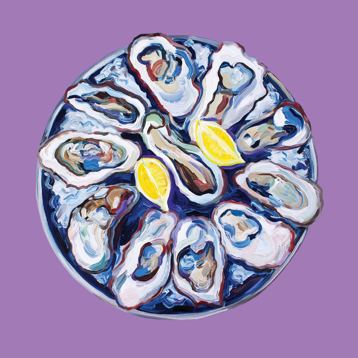 Oysters On a Plate Purple Poster och Canvastavla