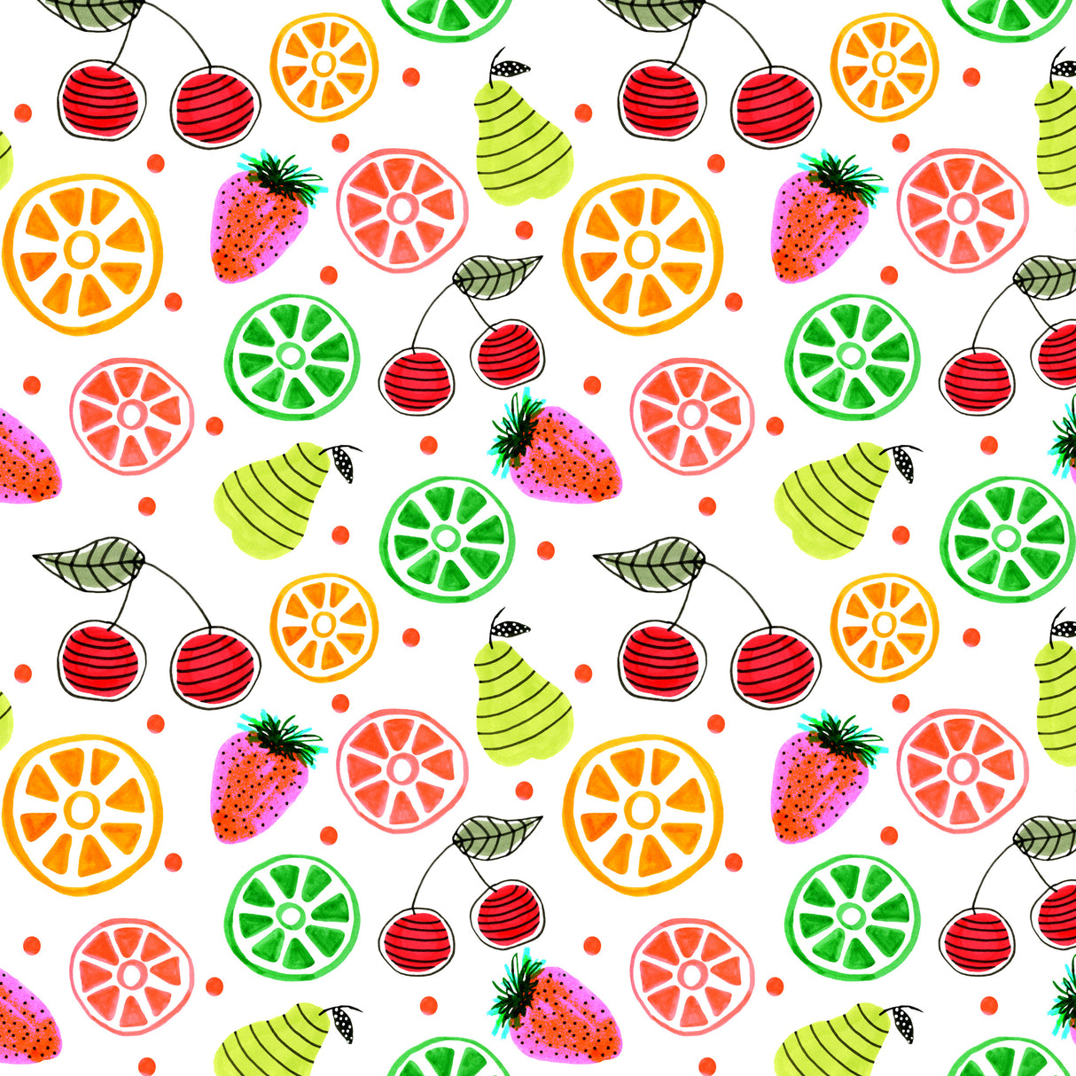 Green Orange Red Fruit Bowl Poster och Canvastavla
