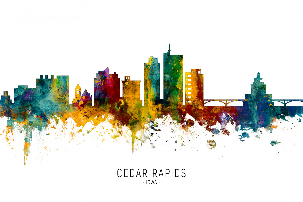 Cedar Rapids Iowa Skyline Poster och Canvastavla