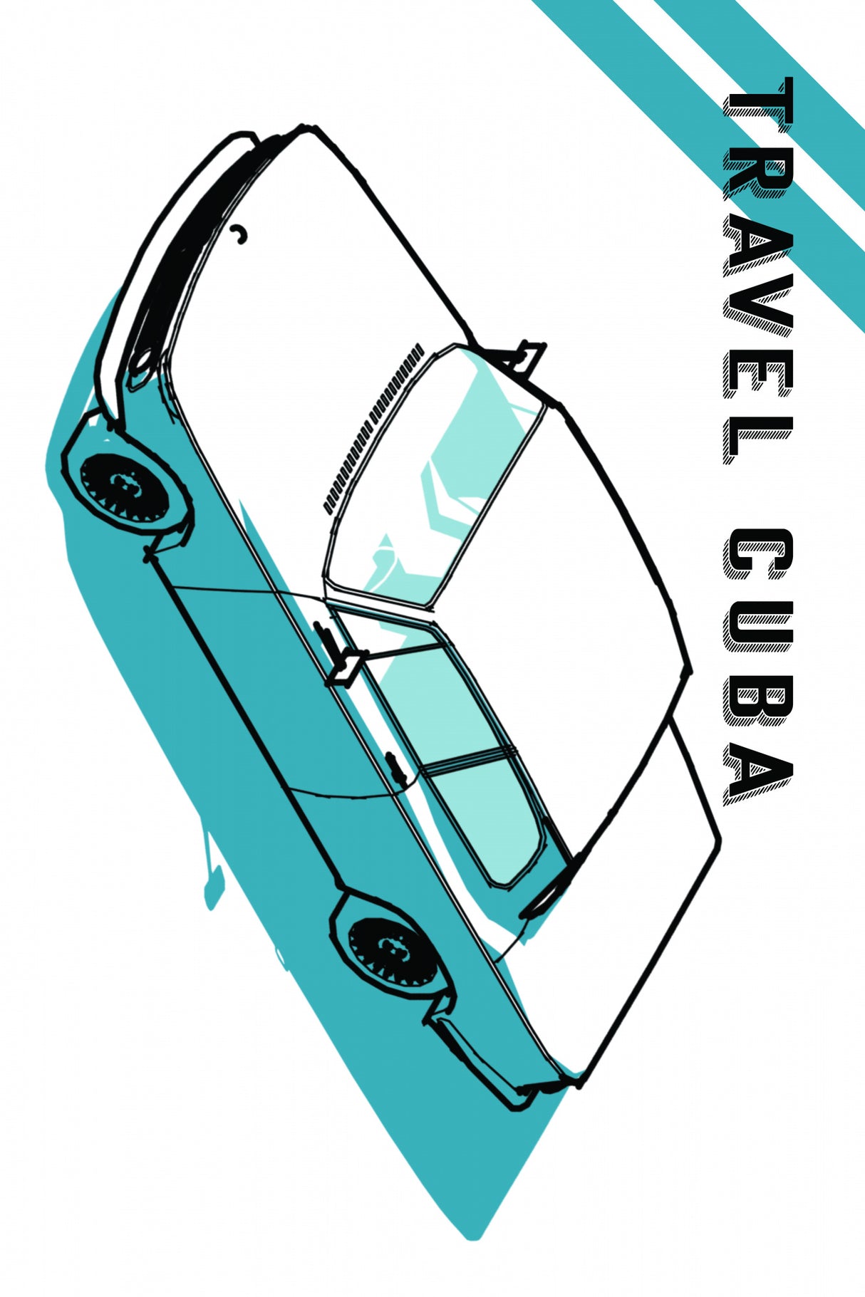 Travel Cuba Blue Poster och Canvastavla