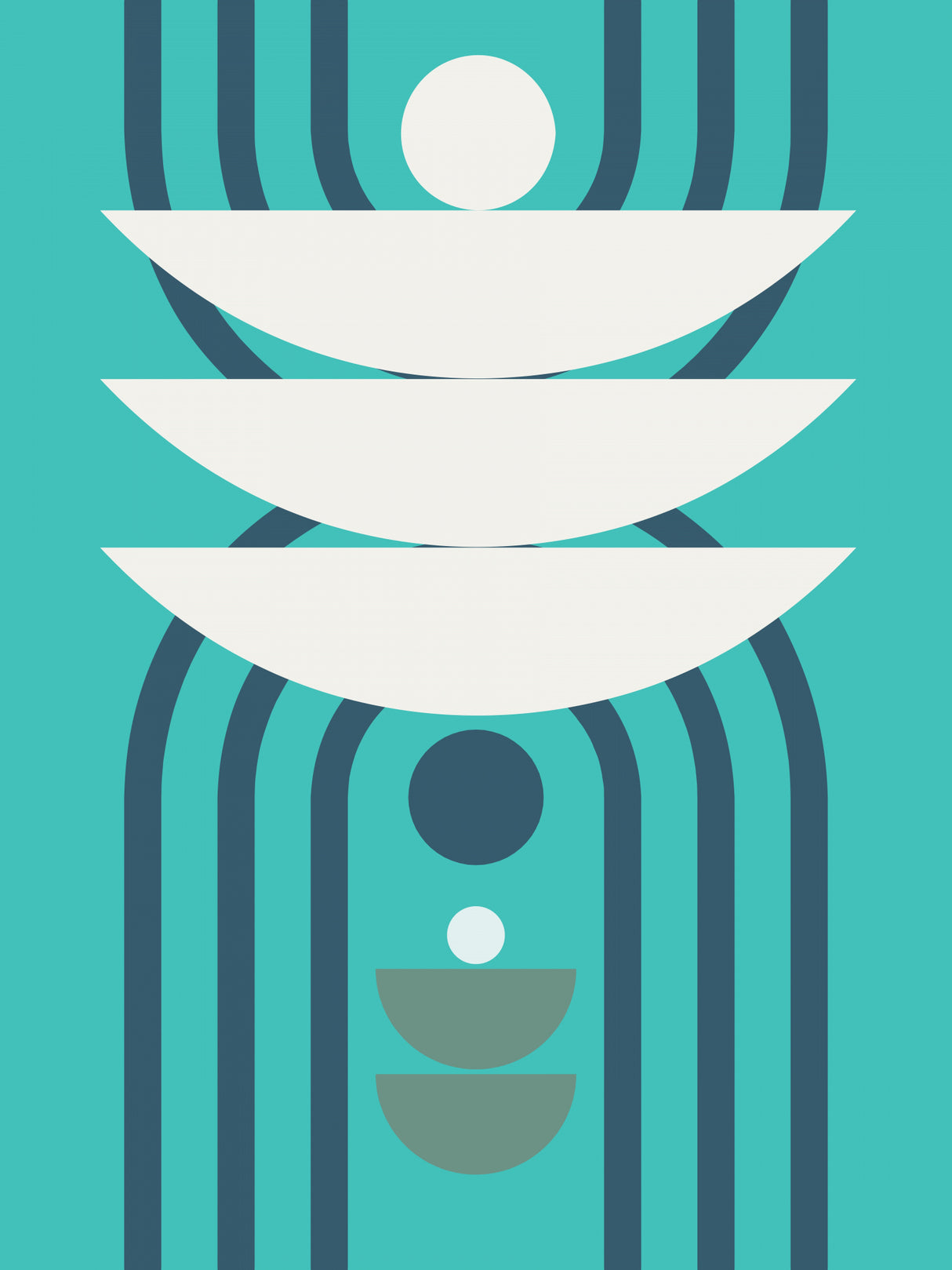 Mid Century Geometrical In Mint Poster och Canvastavla