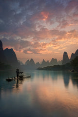Li River Sunrise Poster och Canvastavla