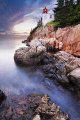 Sunset at Bass Harbor Lighthouse Poster och Canvastavla