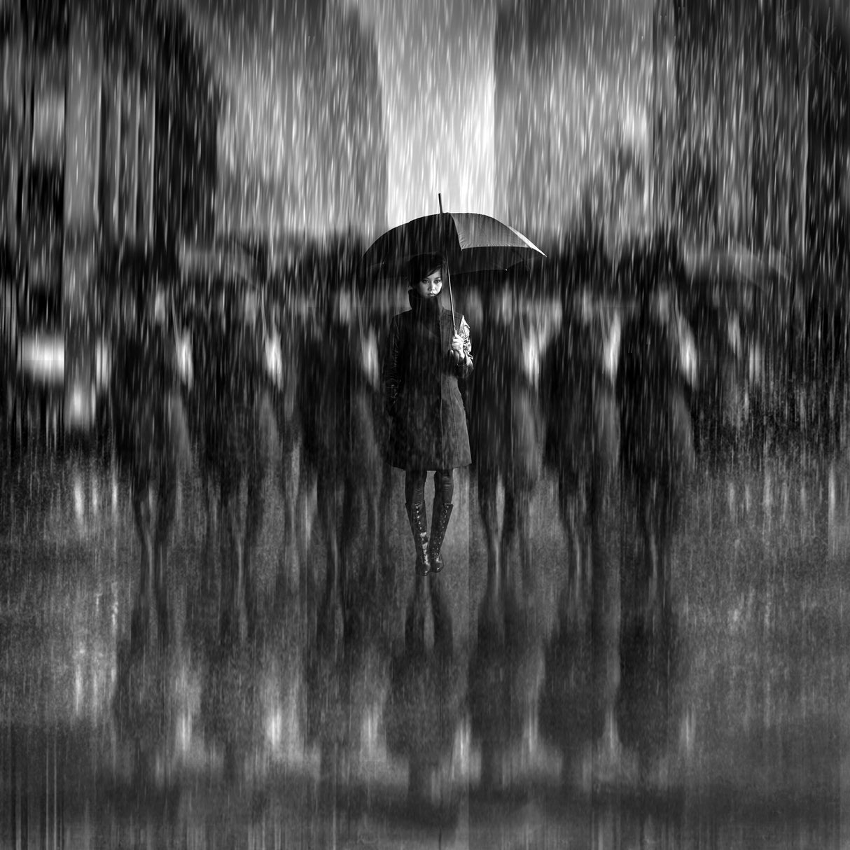 Girls in the Rain Poster och Canvastavla