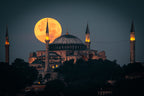 Super Moon on Hagia Sophia Poster och Canvastavla