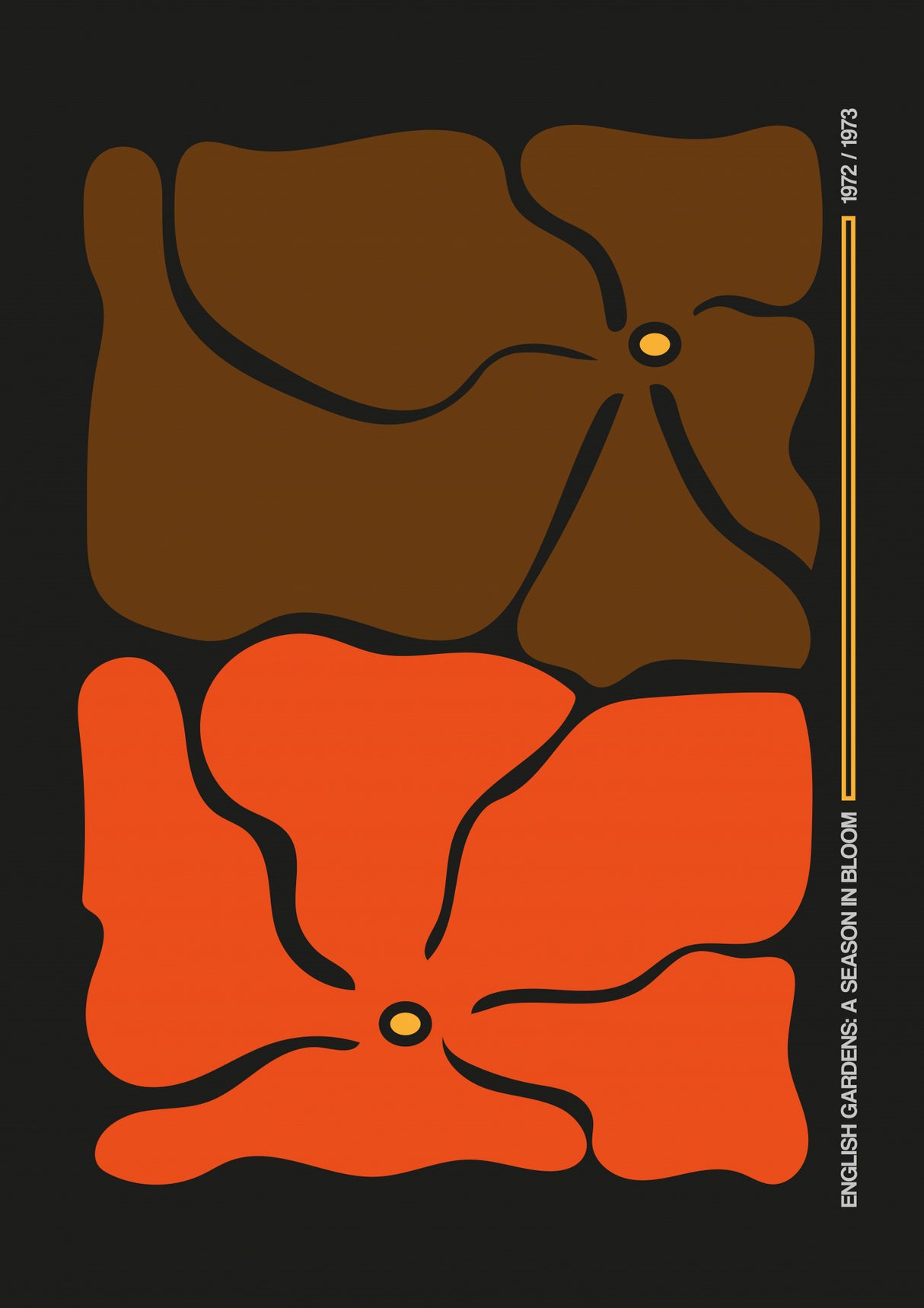 Two By Two Flower Grey/Orange Poster och Canvastavla