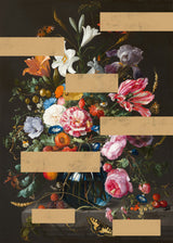 Bouquet of Vintage Oil Painting Flowers, Modern Collage Poster och Canvastavla
