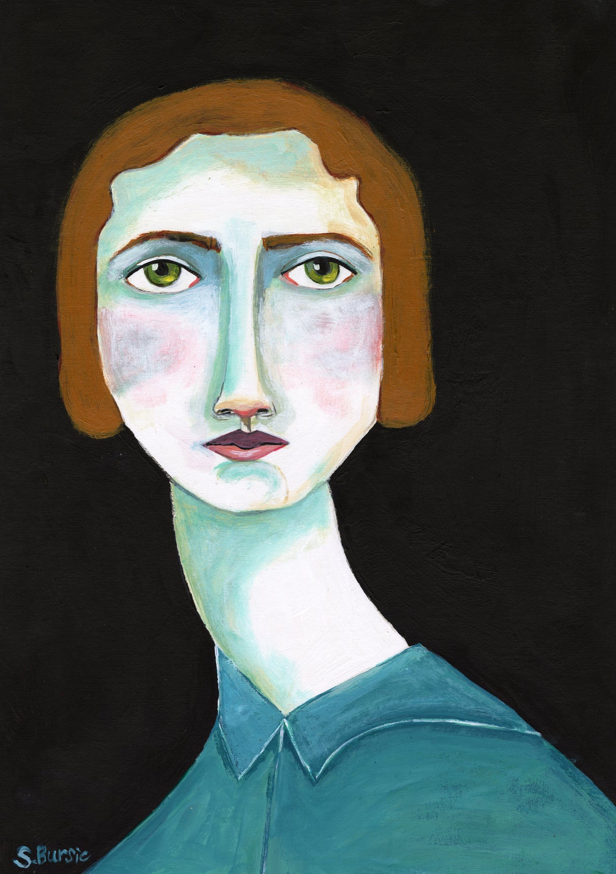 Vintage Lady Looking Poster och Canvastavla