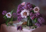 Still life with lilac and peonies Poster och Canvastavla