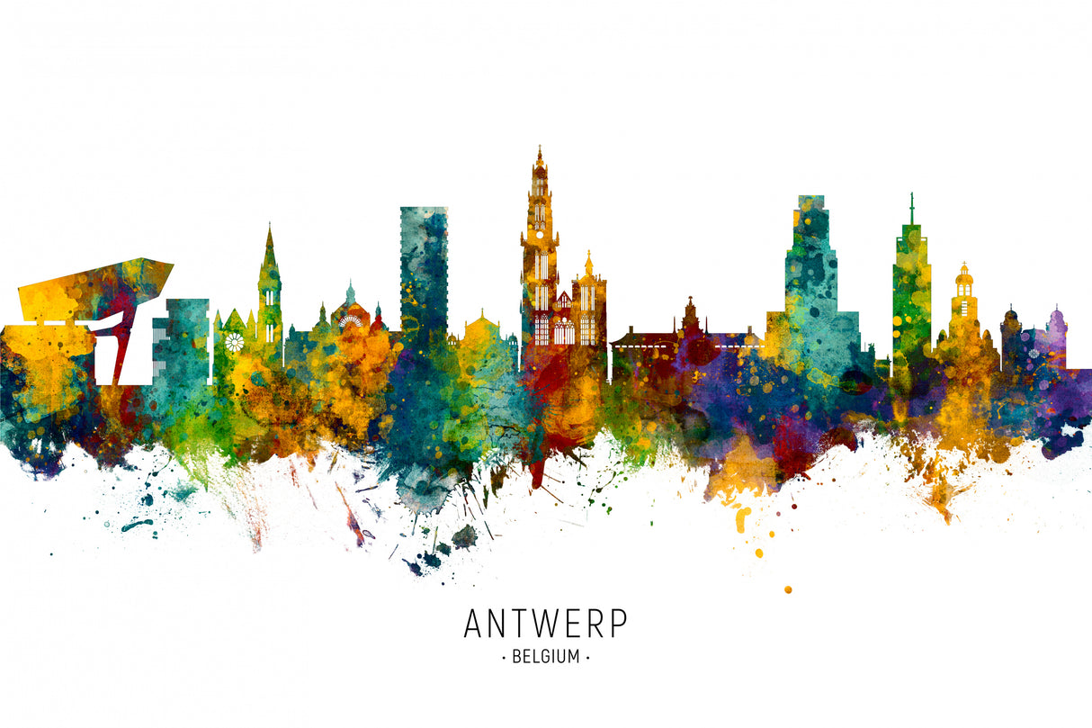 Antwerp Belgium Skyline Poster och Canvastavla