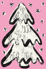 Christmastreeandsnow Pink Poster och Canvastavla