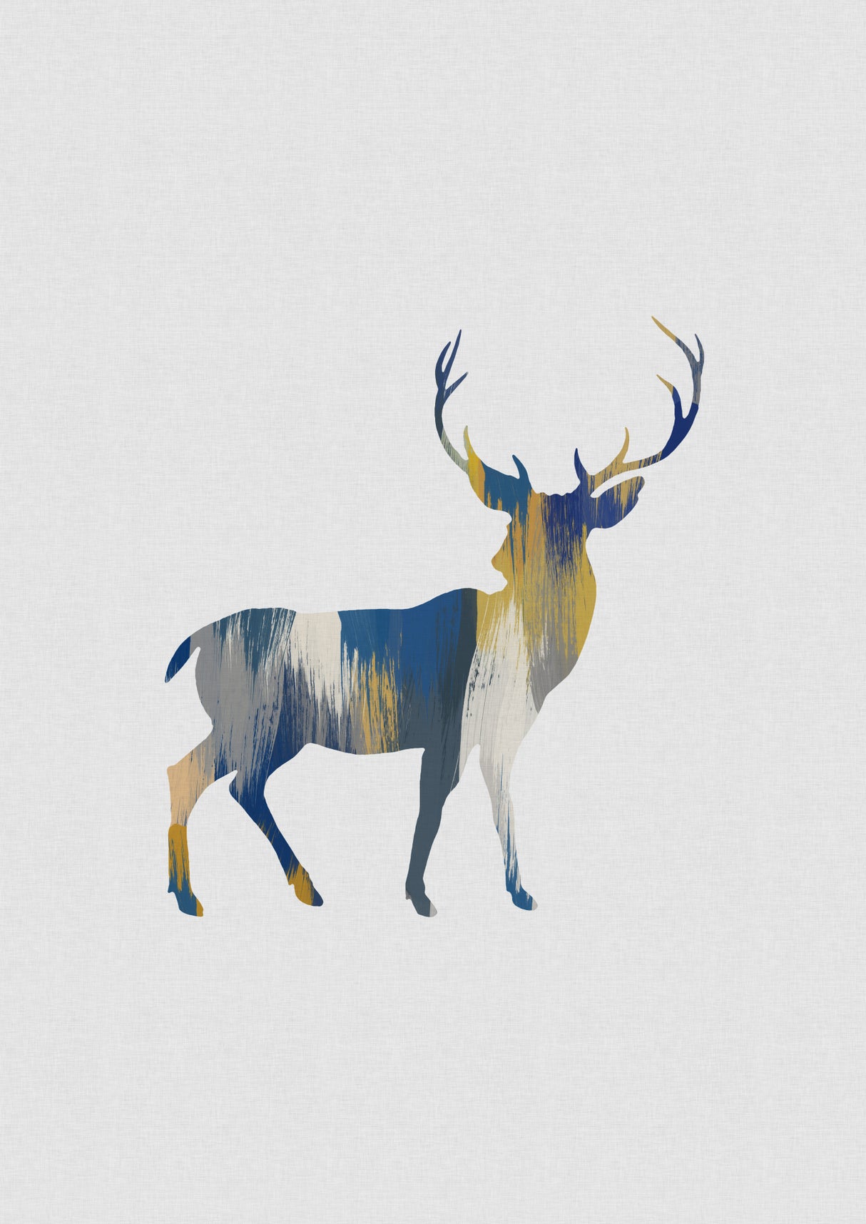 Blue & Yellow Deer Poster och Canvastavla