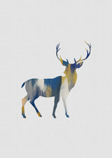 Blue & Yellow Deer Poster och Canvastavla