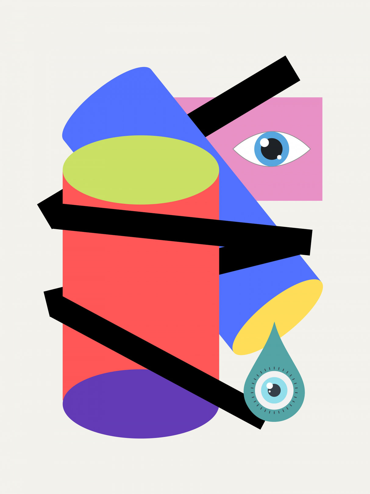 Geometrical Cylinder In Tears Poster och Canvastavla