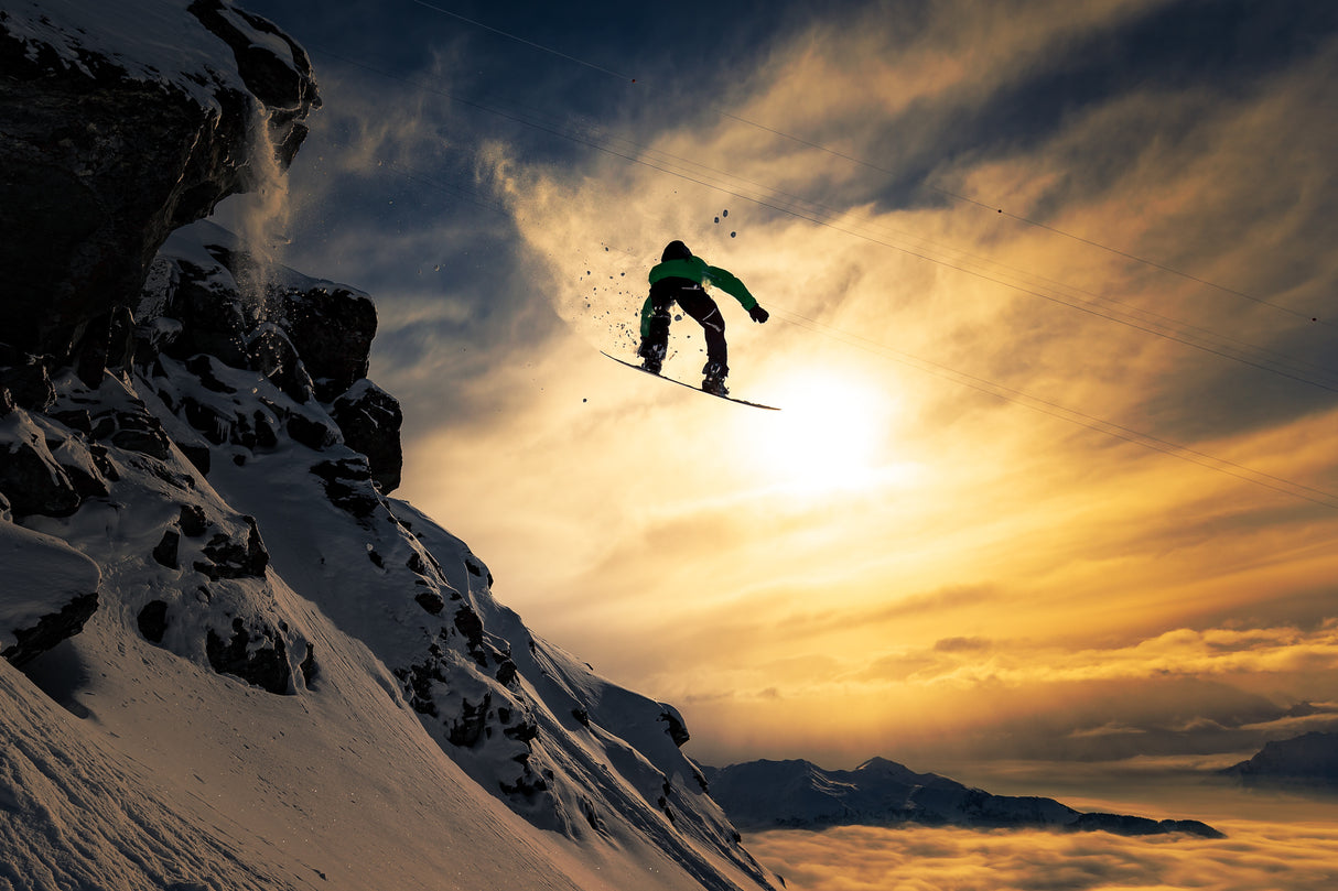 Sunset Snowboarding Poster och Canvastavla