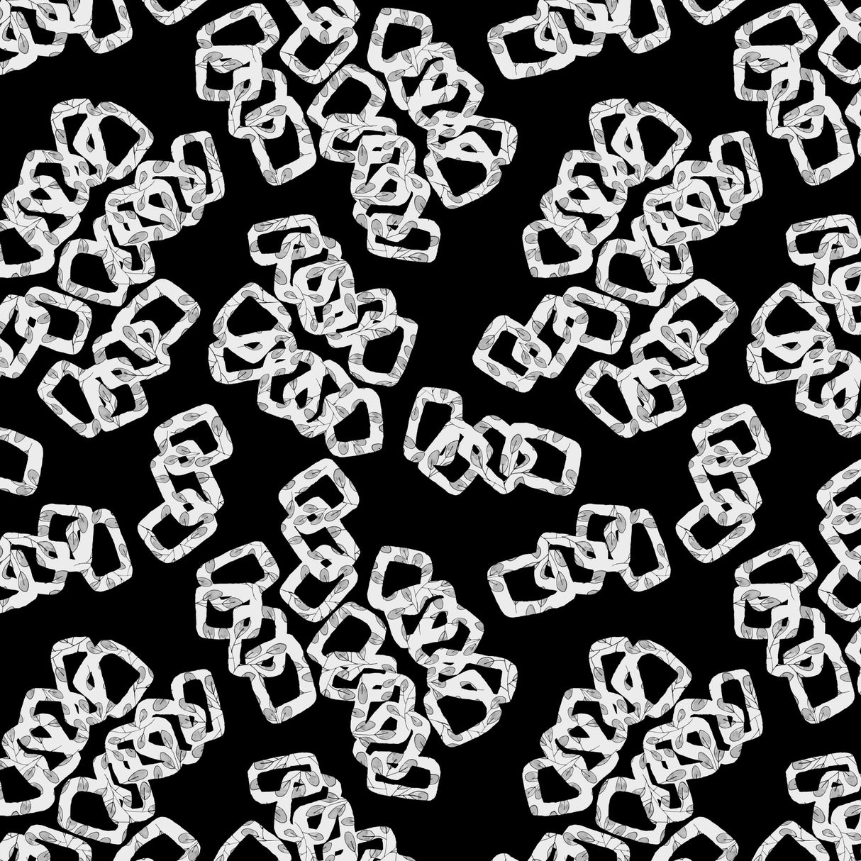 Floral Chains Gray On Black Poster och Canvastavla