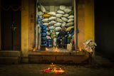 The Rice sacks shop - Night at the narrow streets of Kathmandu Poster och Canvastavla