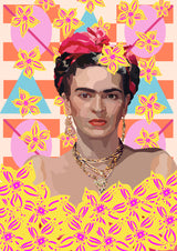 Frida with flowers Poster och Canvastavla