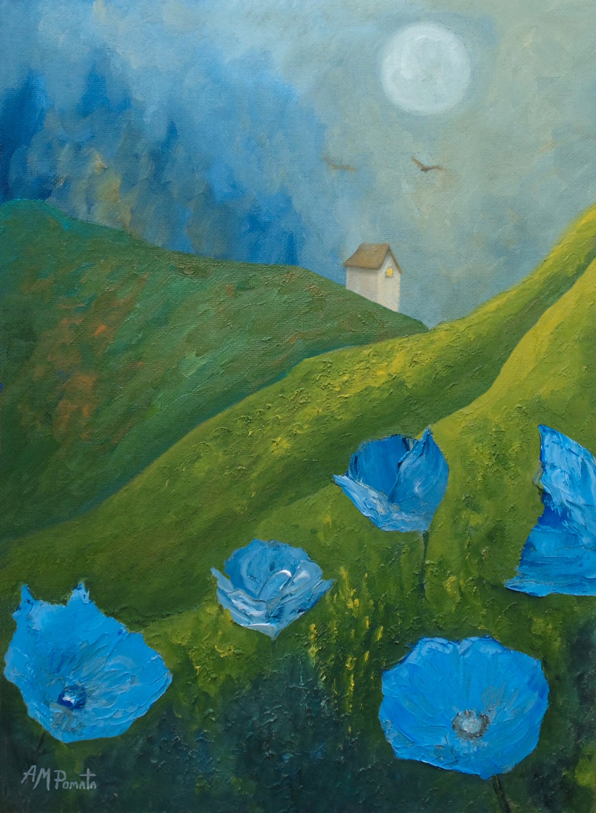 Blue In the Fields Poster och Canvastavla