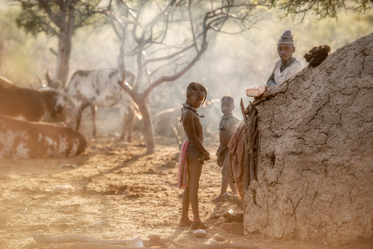 Dawn in a Himba village Poster och Canvastavla