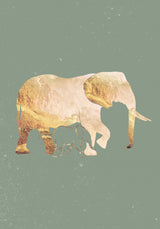 Sage Green Gold Elephants 2 Poster och Canvastavla