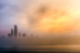 Abu Dhabi Cityscape - Foggy Morning Poster och Canvastavla
