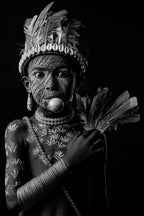 Tribal child portrait BW Poster och Canvastavla