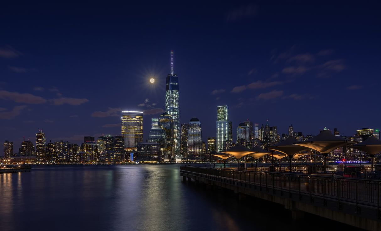 Moonlight over lower Manhattan Poster och Canvastavla