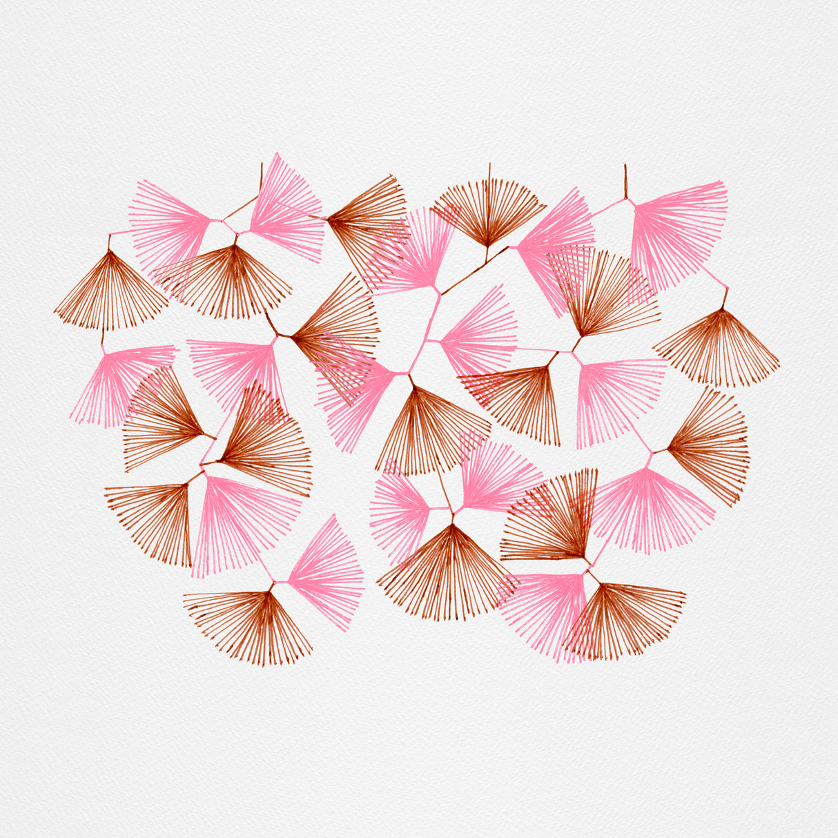 Fan Shape Lines Pink Brown Poster och Canvastavla