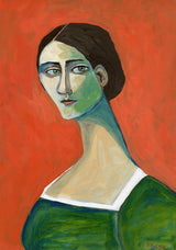 Vintage woman in green Poster och Canvastavla