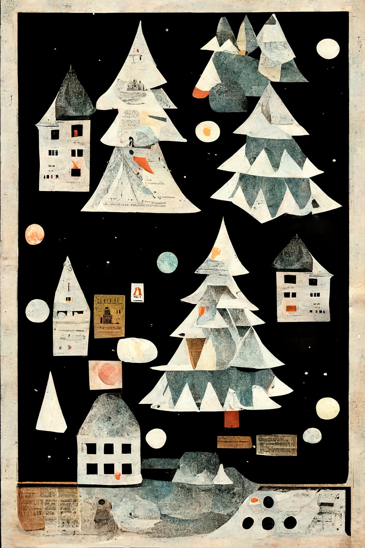 A Paper Village At Night Poster och Canvastavla
