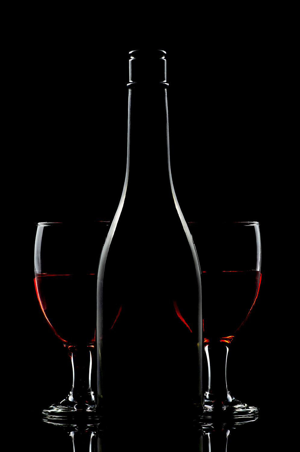 Bottle and two red wine Poster och Canvastavla